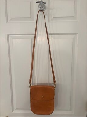 Saddle Tan Leather Crossbody Bag with Flap